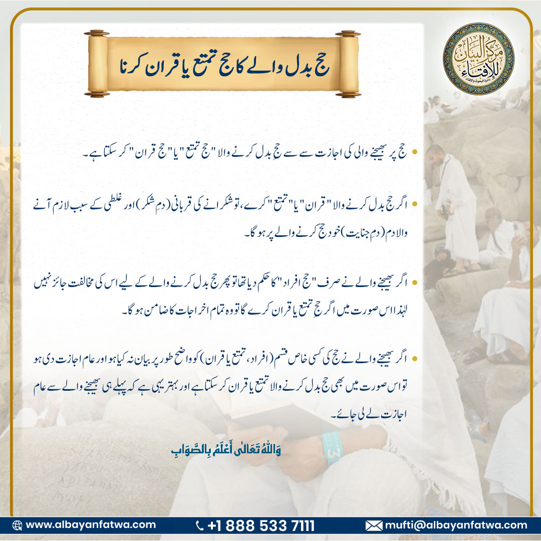 Hajj e Tamattu or Qiran for Performer Hajj e Badal Urdu