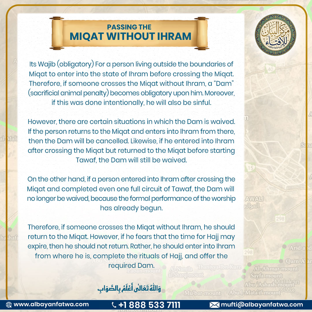 Passing the Miqat Without Ihram English