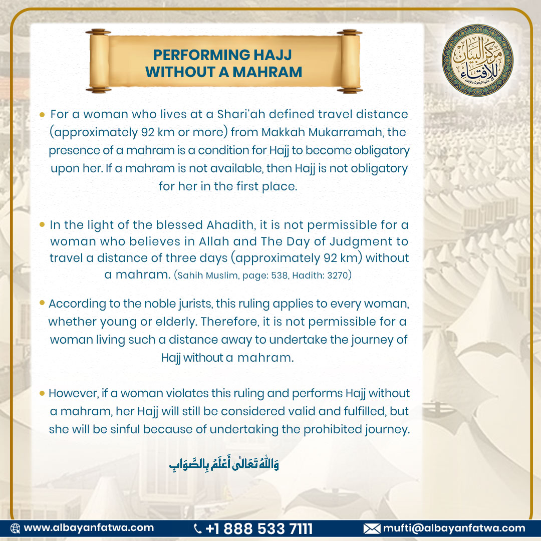 Performing Hajj Without a Mahram English